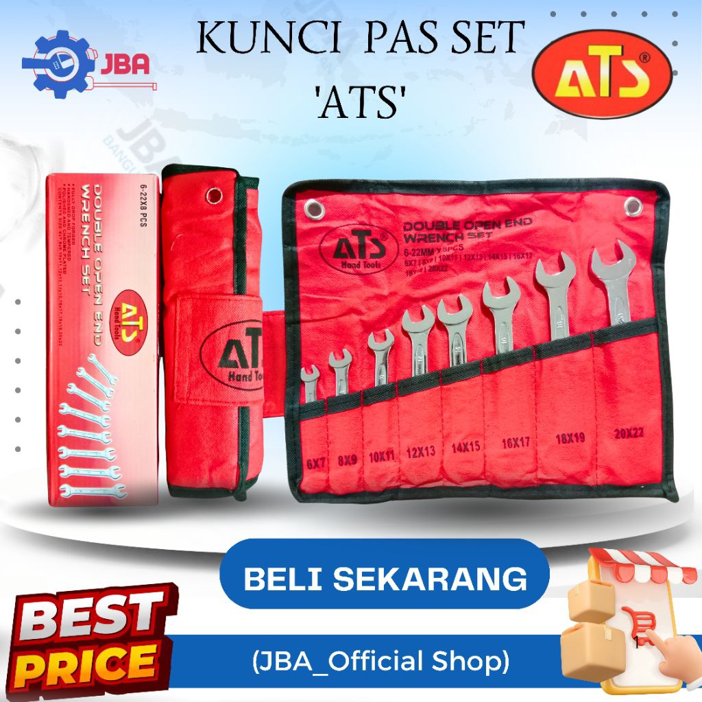 ATS Kunci Pas Set 8pcs Double Open  / Kunci Pas Set / Set Kunci Pas Double Open/ Double Open End Wre
