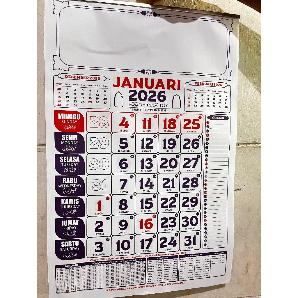 

KALENDER DINDING MASEHI 2026