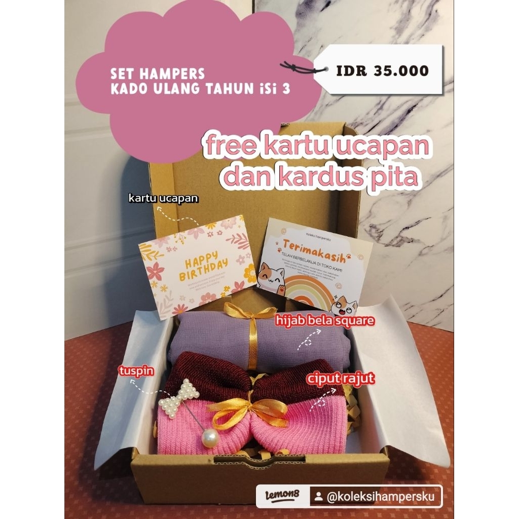 Hadiah Hampers Kado ulang tahun Pemberian untuk wanita muslimah // kado ibu // kado hari ibu // grad