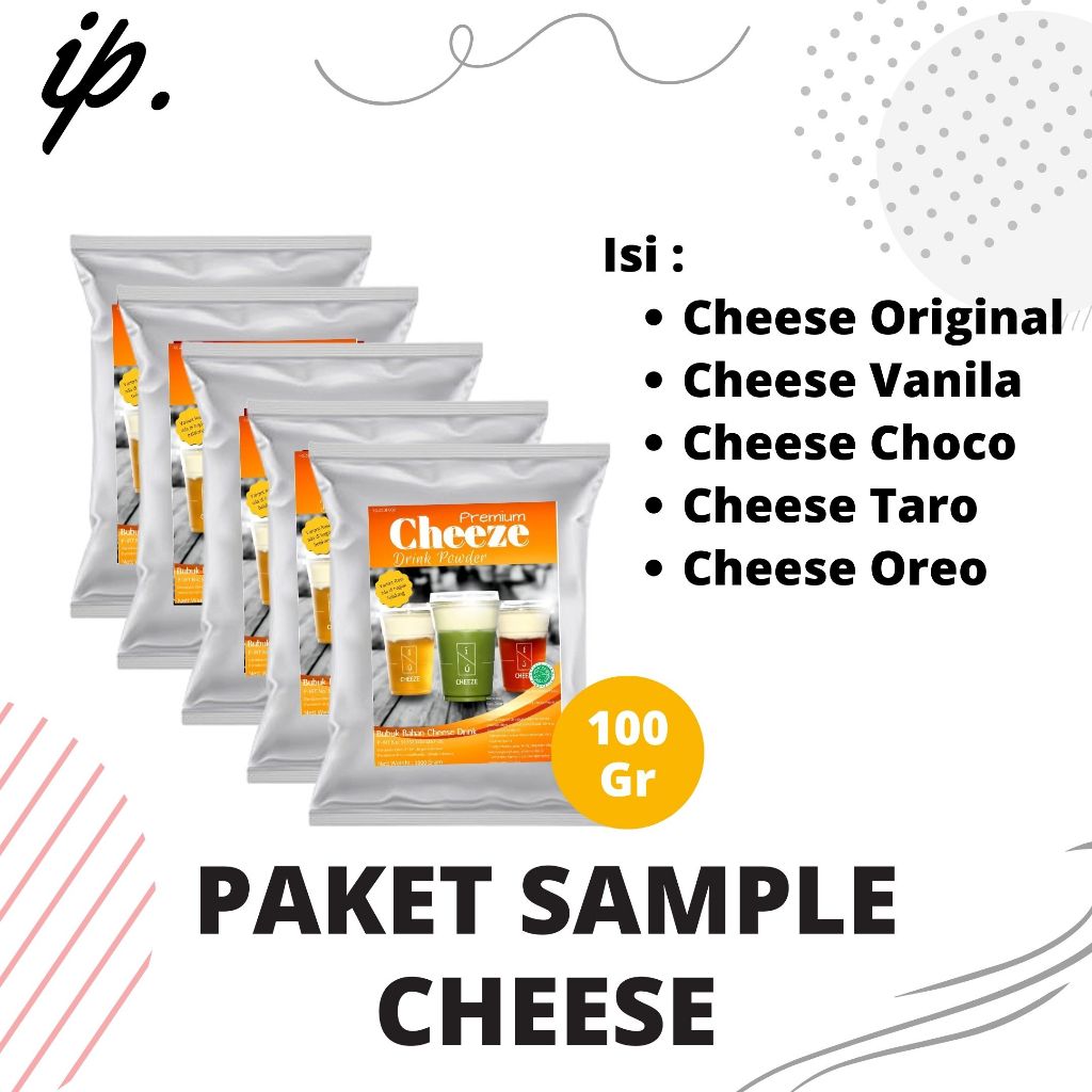 

IP Bogor - PAKET SAMPLE Best 5 Varian CHEESE Harga adalah 1 Paket berisi 5 Variant Rasa
