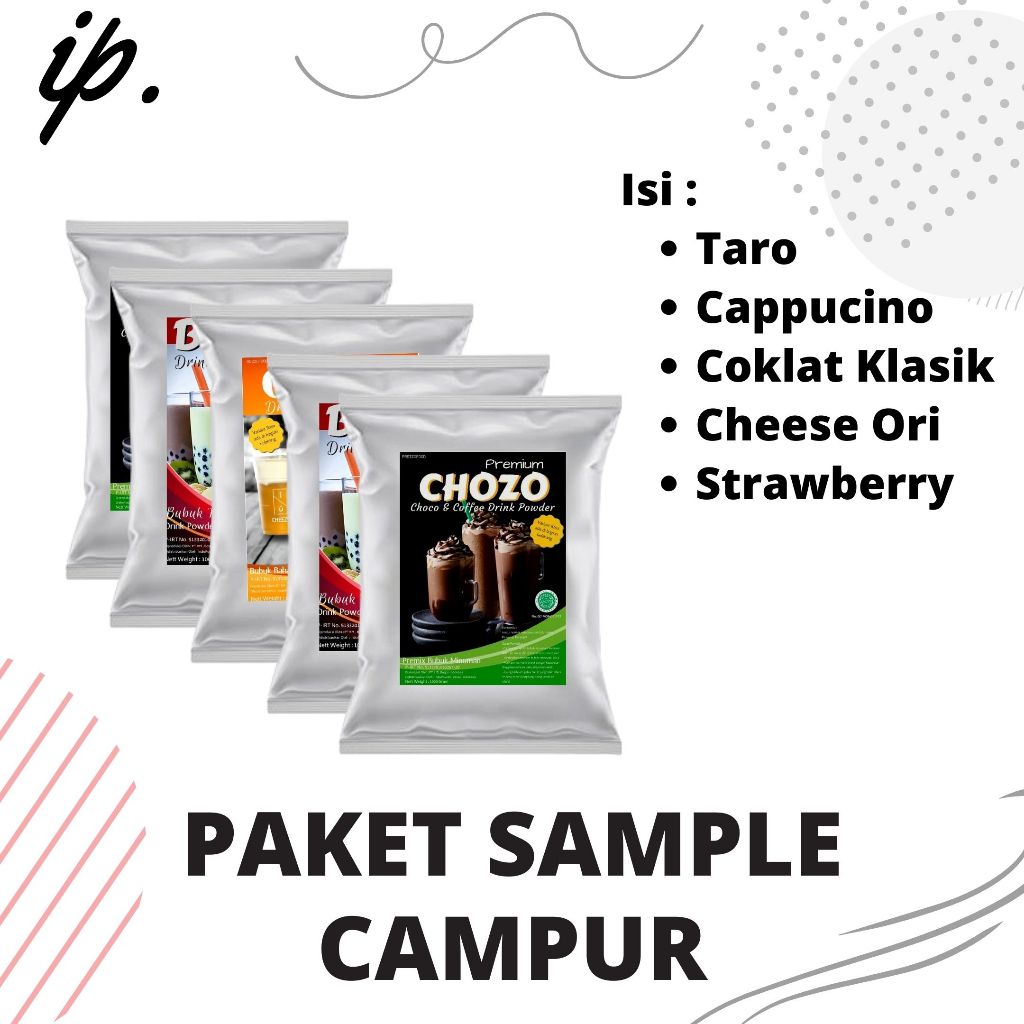 

IP Bogor - PAKET SAMPLE Best 5 Varian CAMPUR Harga adalah 1 Paket berisi 5 Variant Rasa