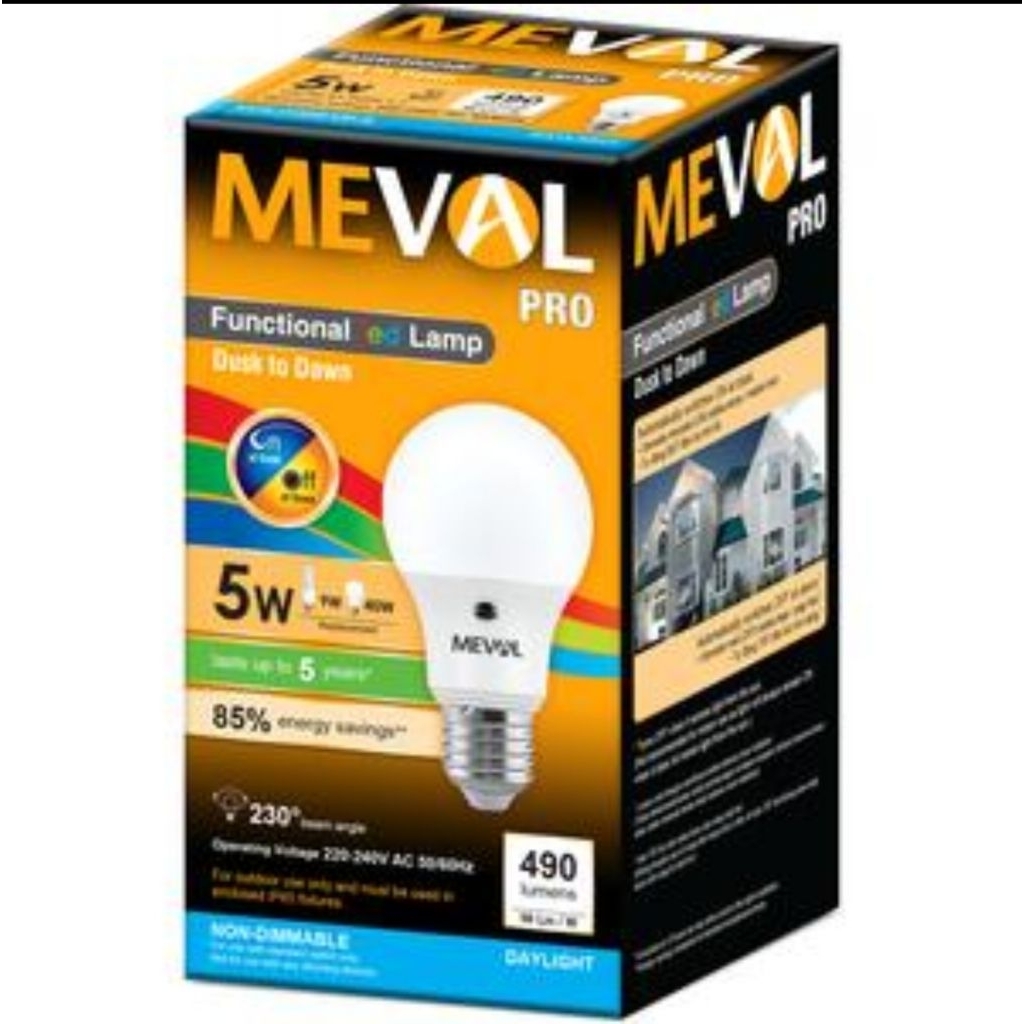 Lampu led meval sensor cahaya matahari 5 watt bohlam led photo sensor matahari led sensor garansi