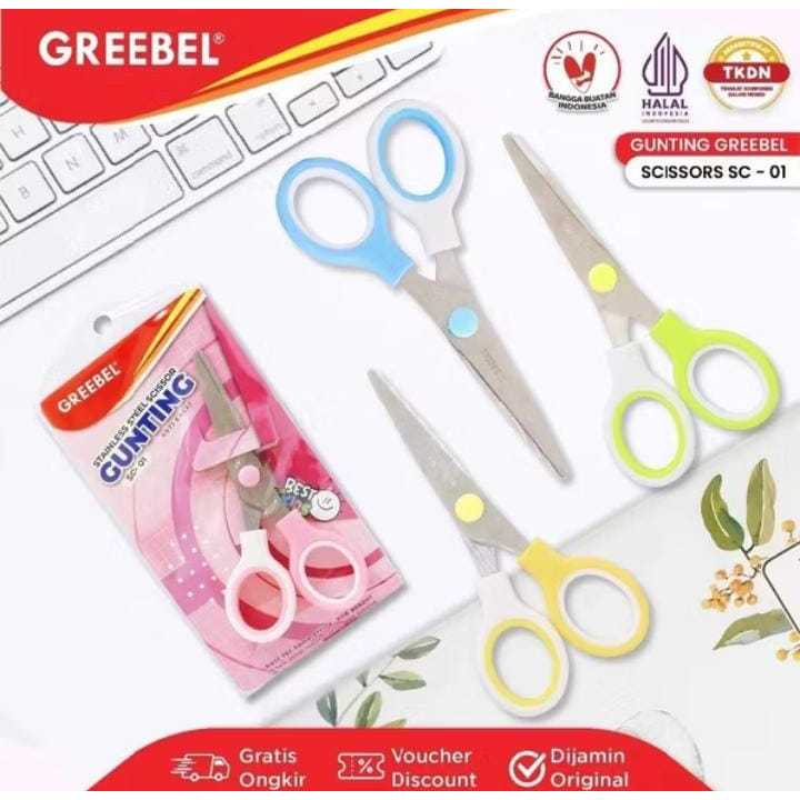 

( 1 BIJI ) GREEBEL Gunting Scissor Karakter Lucu (SC- 01) / Gunting Sekolah Mini Stainless Anti Karat Nyaman Digunakan