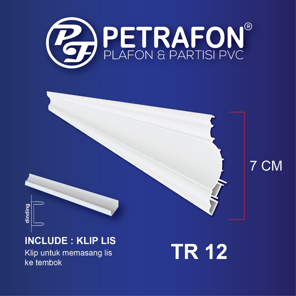 LIS PLAFON PVC TR 12 - Profil model gypsum - Putih