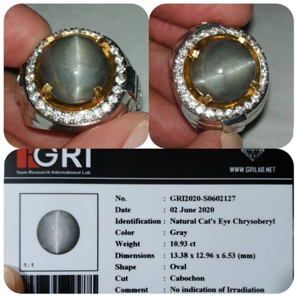 BIG SIZE. CATS EYE CHRYSOBERYL Batu Permata Natural Cat's Eye Chrysoberyl