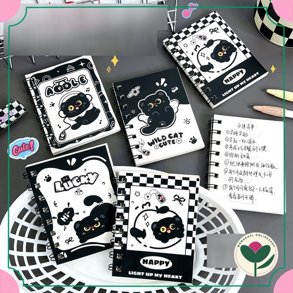 

Buku tulis notebook mini memo black cat notepad catatan kecil kucing lucu MK2019