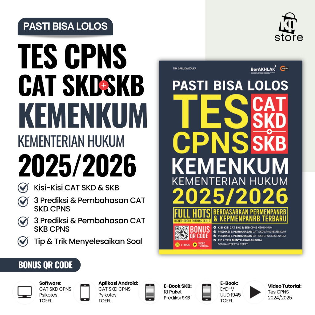 Buku Pasti Bisa Lolos CAT CPNS SKD + SKB KEMENKUM 2025/2026 Kementerian Hukum
