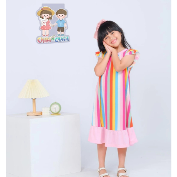 DRESS RAINBOW ANAK PEREMPUAN DRESS CC04 BY CHIKI CHACA