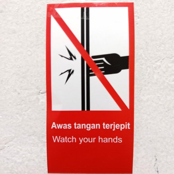 

rambu stiker AWAS TANGAN TERJEPIT/ watch your hands sign stiker rambu - Merah,