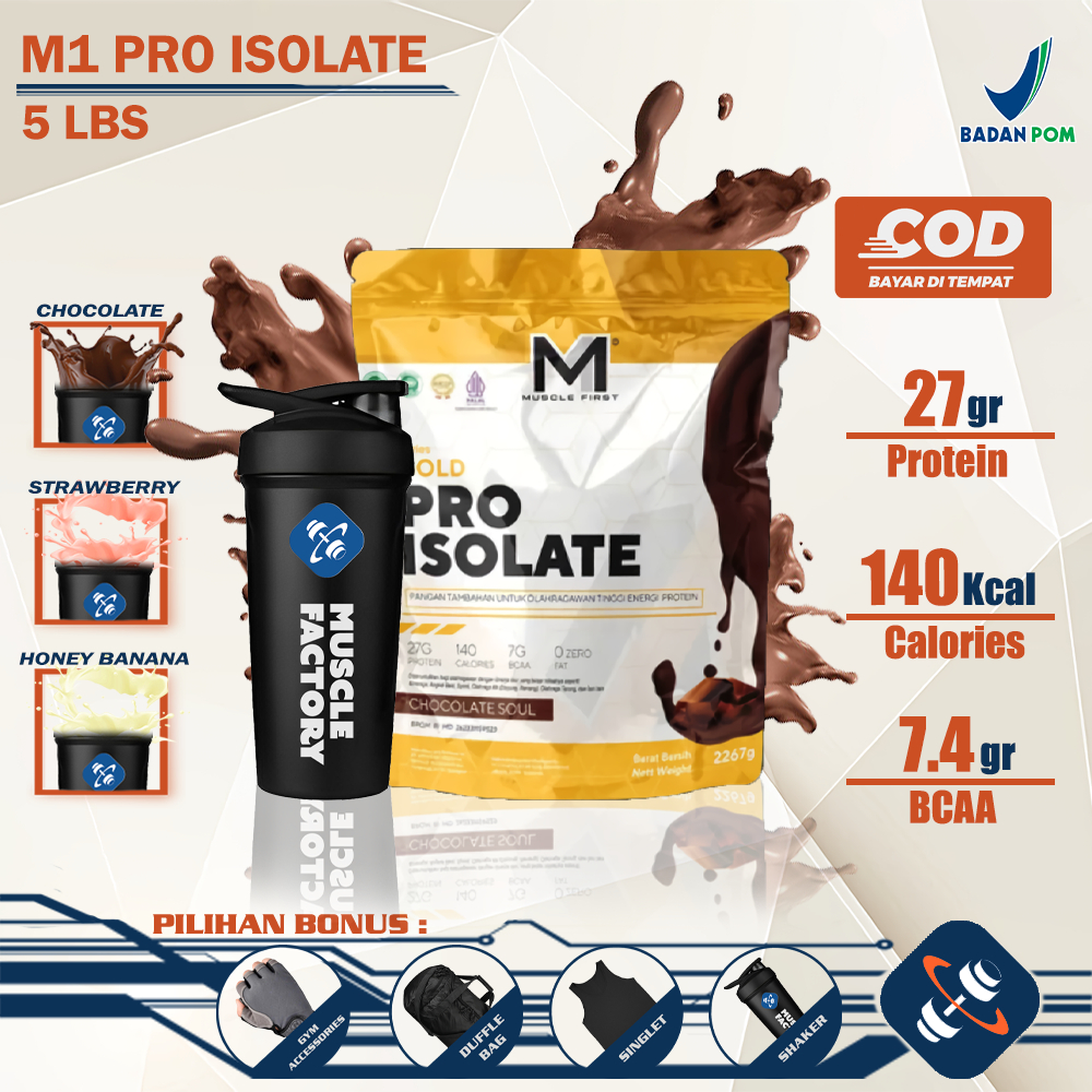 M1 Muscle First Gold Pro Isolate 5 Lbs BPOM Whey Protein Isolate M1