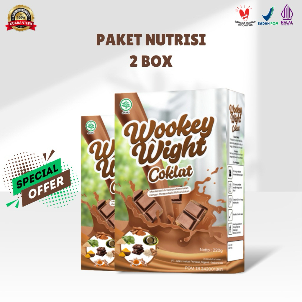 

NEW NUTRISI [ 2 BOX ] - Wokey Wight Rasa Coklat - Susu Penambah Berat Badan 220gr