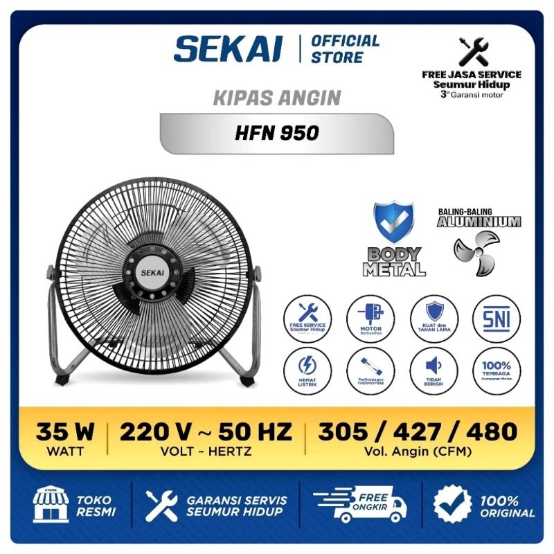 Kipas Angin Sekai 9inch HFN950 Desk Fan SEKAI HFN 950