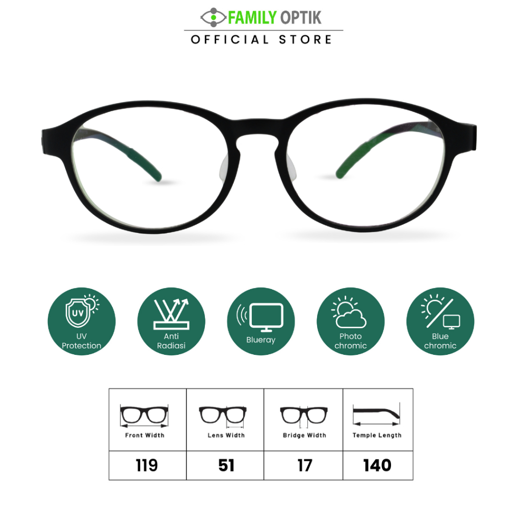 Family Optik- Kacamata Blueray Photocromic Anti Radiasi 1090