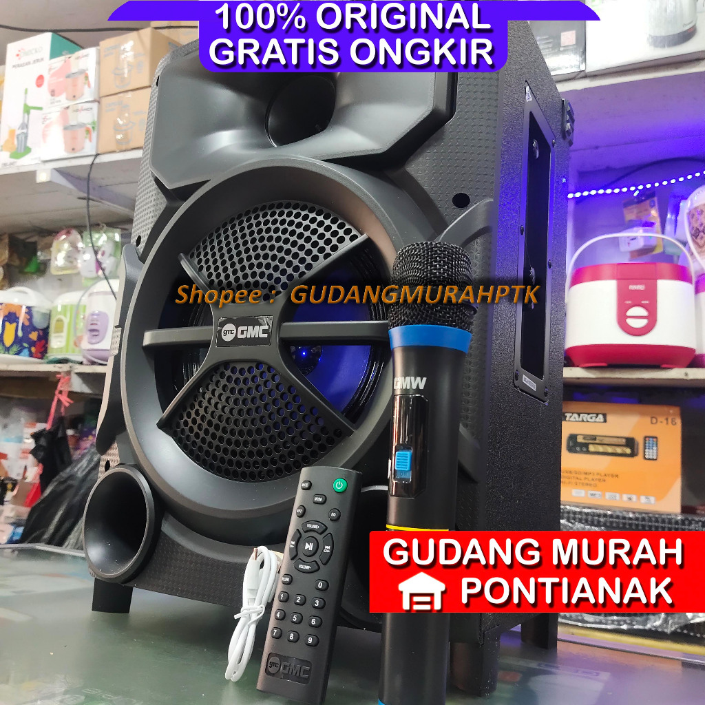 Speaker Bluetooth GMC Salon 897Y BONUS 1 MIC Wireless Portable GMC 8inch
