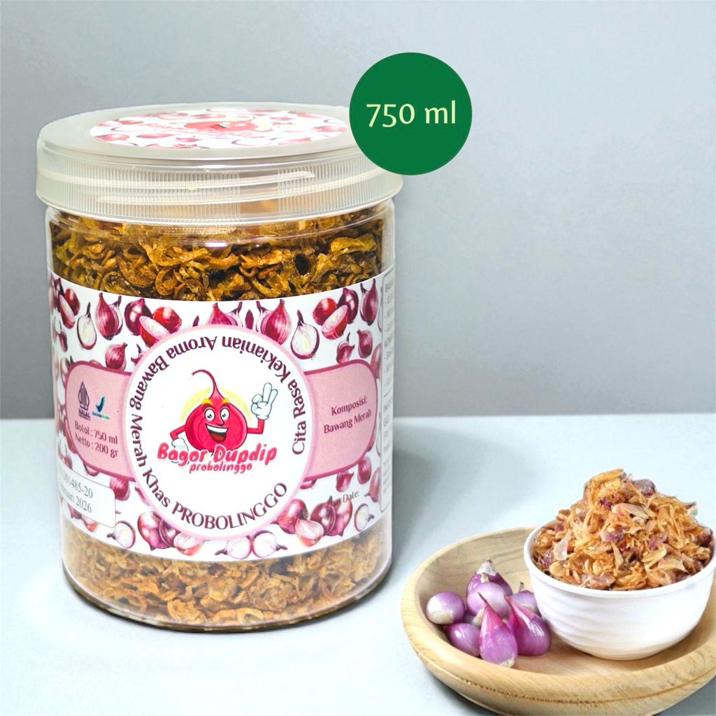 

Bawang Goreng Premium Asli Probolinggo Kemasan toples 750 ml