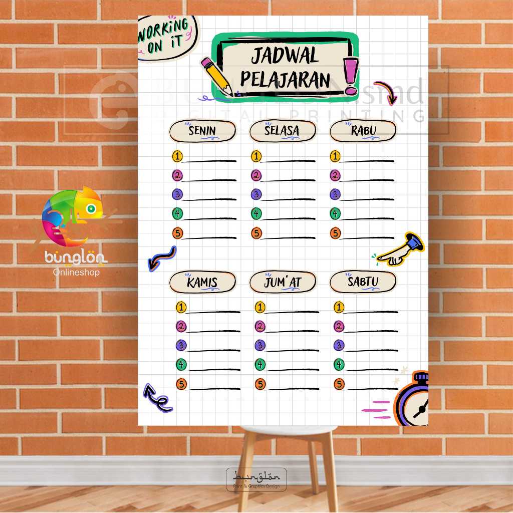 

Poster Jadwal pelajaran model putih