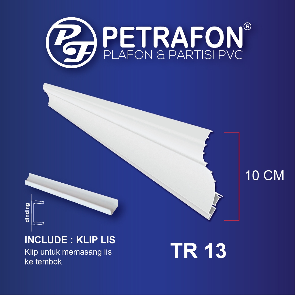 LIS PLAFON PVC TR 13 - Profil model gypsum - Putih