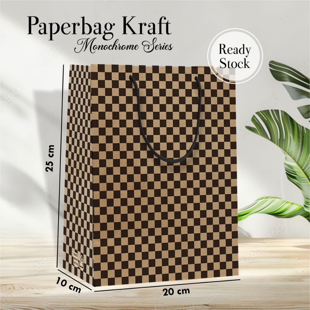 

(12 PCS) PAPER BAG MOTIF MONOCHROME PAKET LUSINAN - TAS SOUVENIR PERNIKAHAN COLOUR READY STOCK PBM 01