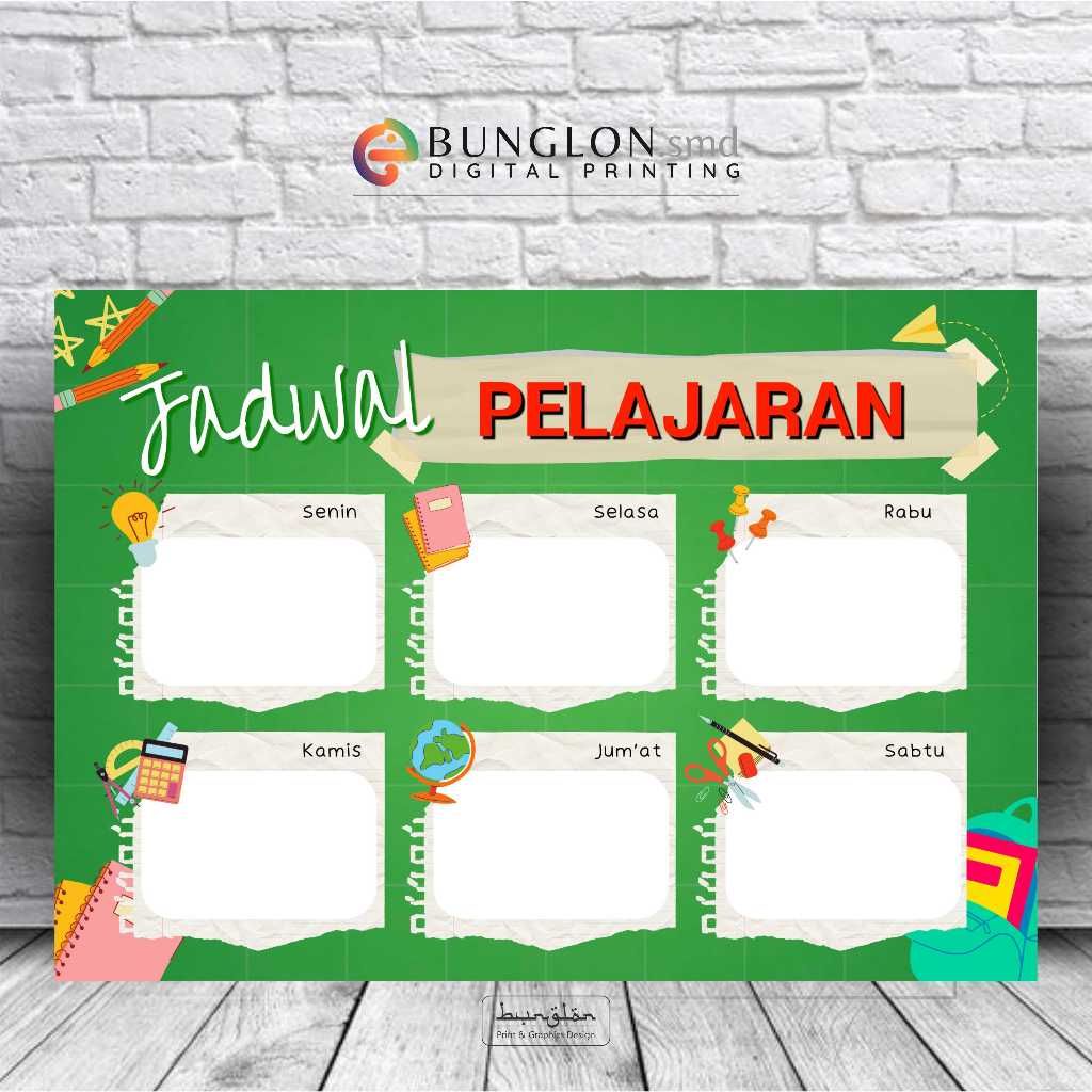 

Poster Jadwal Pelajaran model Hijau muda