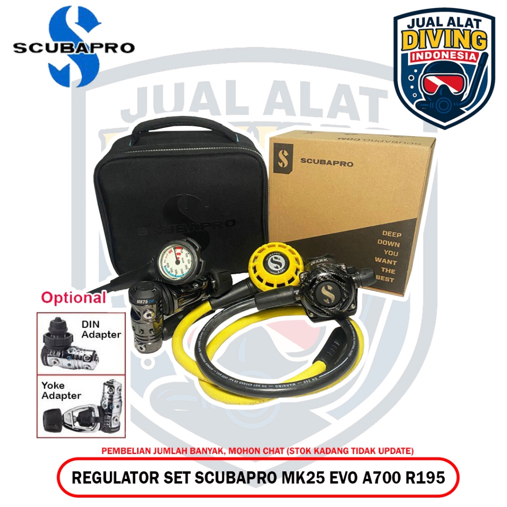 Paket Regulator Set Scubapro Package MK25 Evo A700 Carbon BT Octopus R195 Pressure Gauge Zeepro Scub