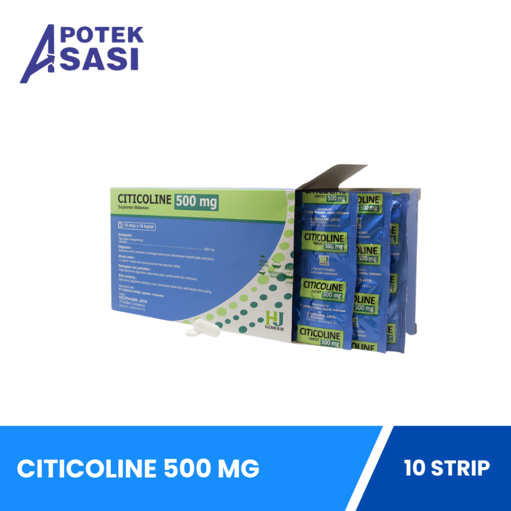 Citicoline 500 Mg HJ Box Isi 100 Kaplet - Membantu Menangani Penurunan Kemampuan Kognitif Pada Lansi