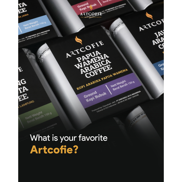 

Kopi Murni Artcofie The Art of Drinking Coffee Pouch 200 Gr Whole Bean & Tin / Kaleng 150 Gr Ground / Bubuk Varian Arabica Coffee ( Bali Kintamani, Papua Wamena, Java, Aceh Gayo, Toraja, Sumatera Mandheling ), Robusta Cofffee ( Lampung, Java ), Luwak
