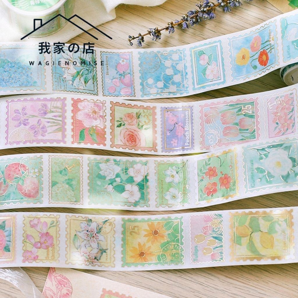 

Masking Tape Retro [ KERTAS JEPANG] Flower Stamp 3cm - Solatip Dekorasi Jurnal / Wooden Stamp