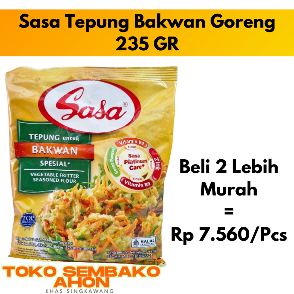 

Sasa Tepung Bakwan Goreng Spesial 235 gr / Tepung Bakwan Sasa / Tepung Bakwan Crispy / Sasa Bakwan Spesial