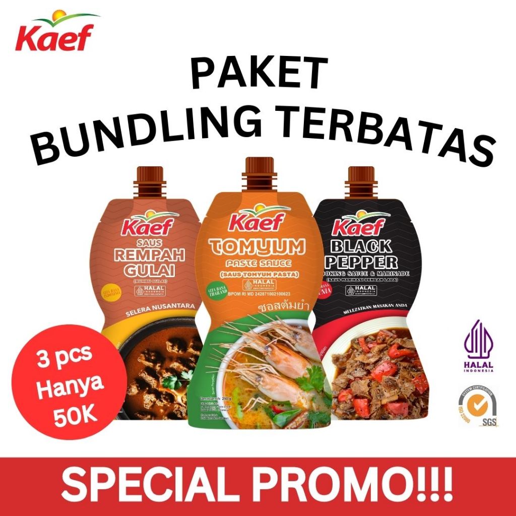 

PROMO SPESIAL | 3pcs Bumbu (Blackpepper, Tomyum, Gulai) | Bundling Terbatas