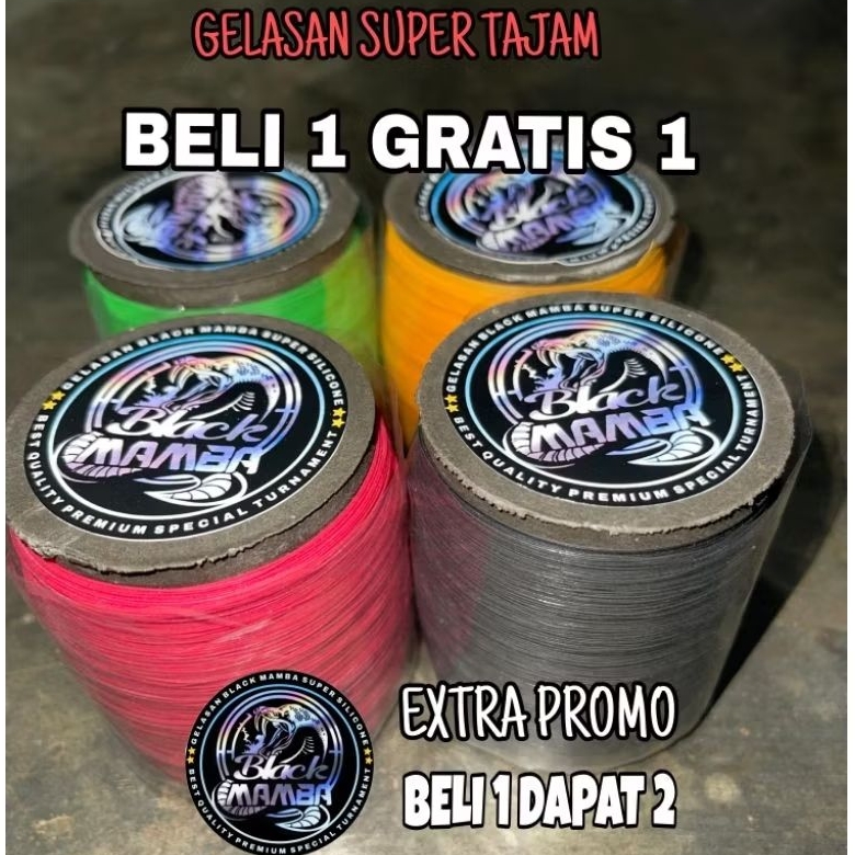 Promo Beli 1 Dapat 2 Panjang 1200 Yard Gelasan Super Black Mamba Cocok Untuk Adu Jepret Tempel Tarik Ulur