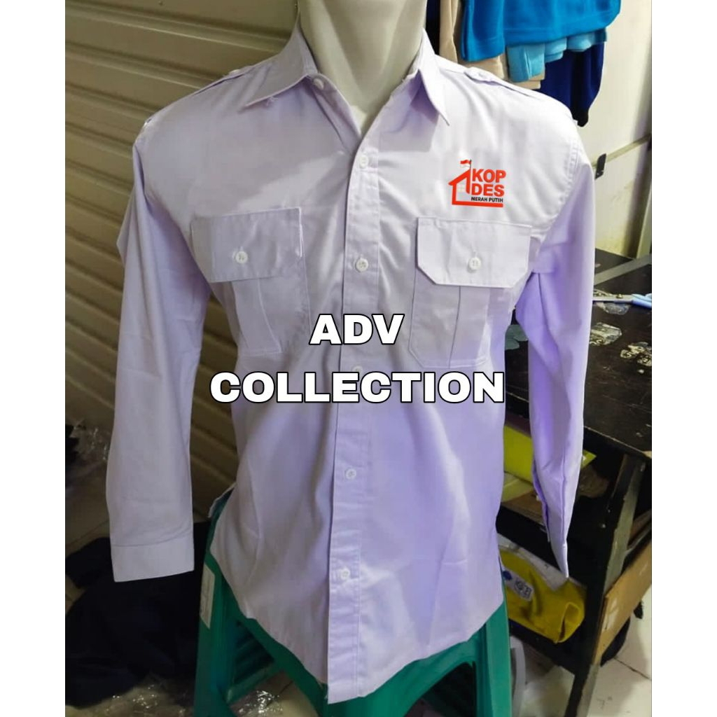 Kemeja KOPDES Koperasi Desa Putih PDH Lengan Panjang Pria Bordir