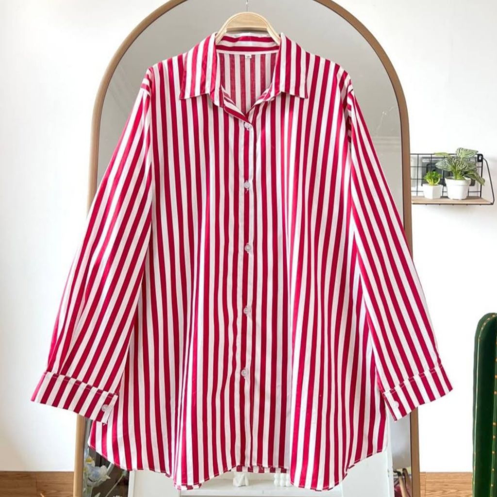 Kemeja Wanita Jumbo LD 130 140 150 Outfit Big Size Plus Size Baju Ukuran Besar Oversize