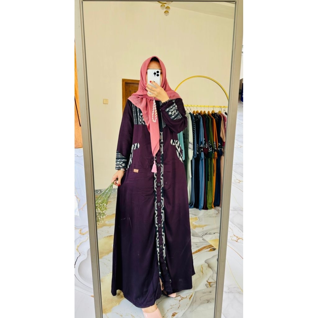 DAILY DRESS TENUN AJYAD PURPLE BY FAREECHA_GAMIS TENUN TERBARU_GAMIS FAREECHA TERBARU