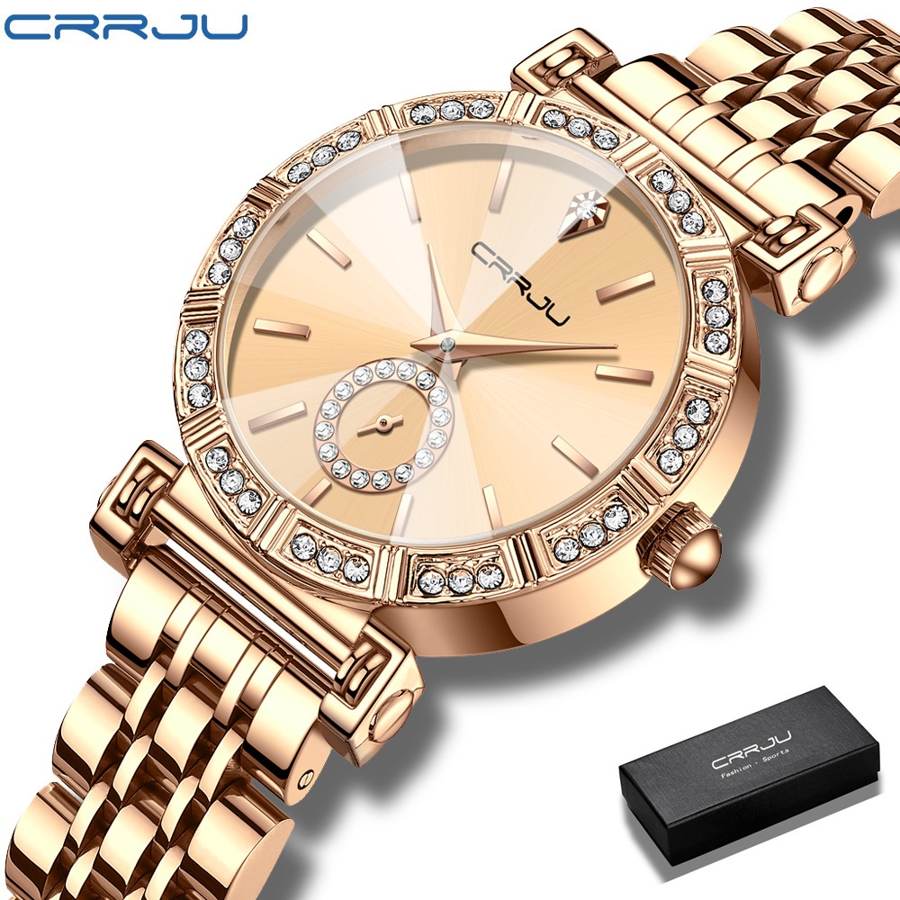 CRRJU Jam Tangan Wanita Anti Air Baru Anak Perempuan Cewek Kecil Rantai Original Korea Casual Analog