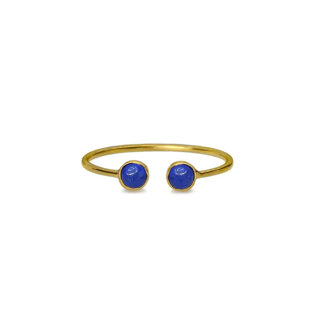 Dipta Tiny Double Bubble Ring Gold Vermeil - Lapis Lazuli
