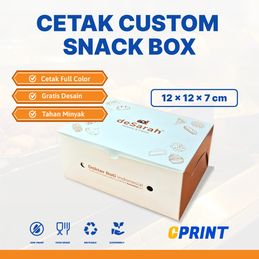 

Packaging Snack Box Custom Full Colour - Bahan Ivory 290gr Uk 12x12x7 Min Order 1000Pcs