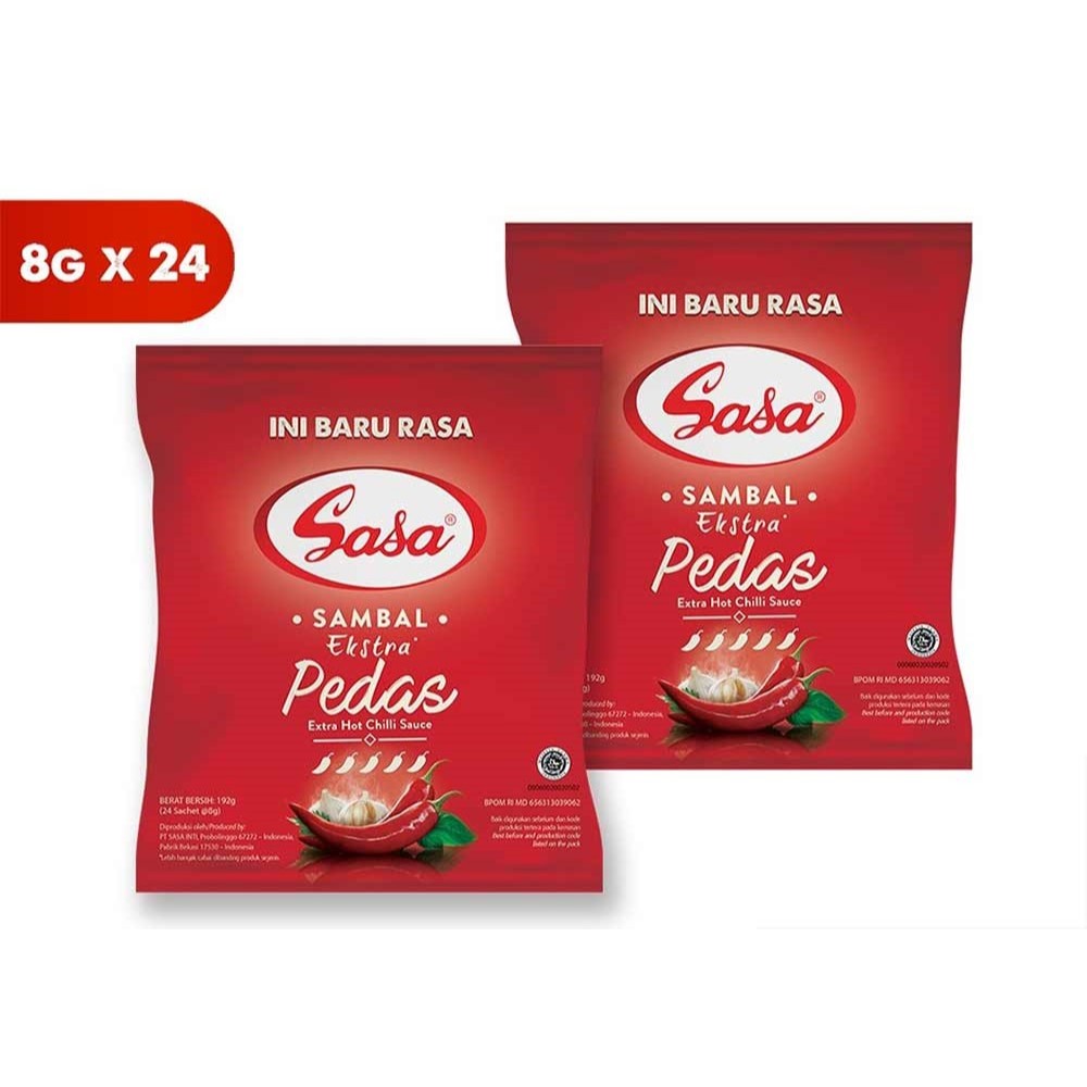 

saos sambal kemasan extra hot sasa | sasa sambal extra hot 24x8g