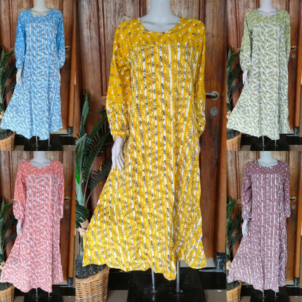 DASTER PANJANG TERBARU LONGDRES DILETA BATIK HUZA LENGAN PANJANG UKURAN L BAHAN ADEM