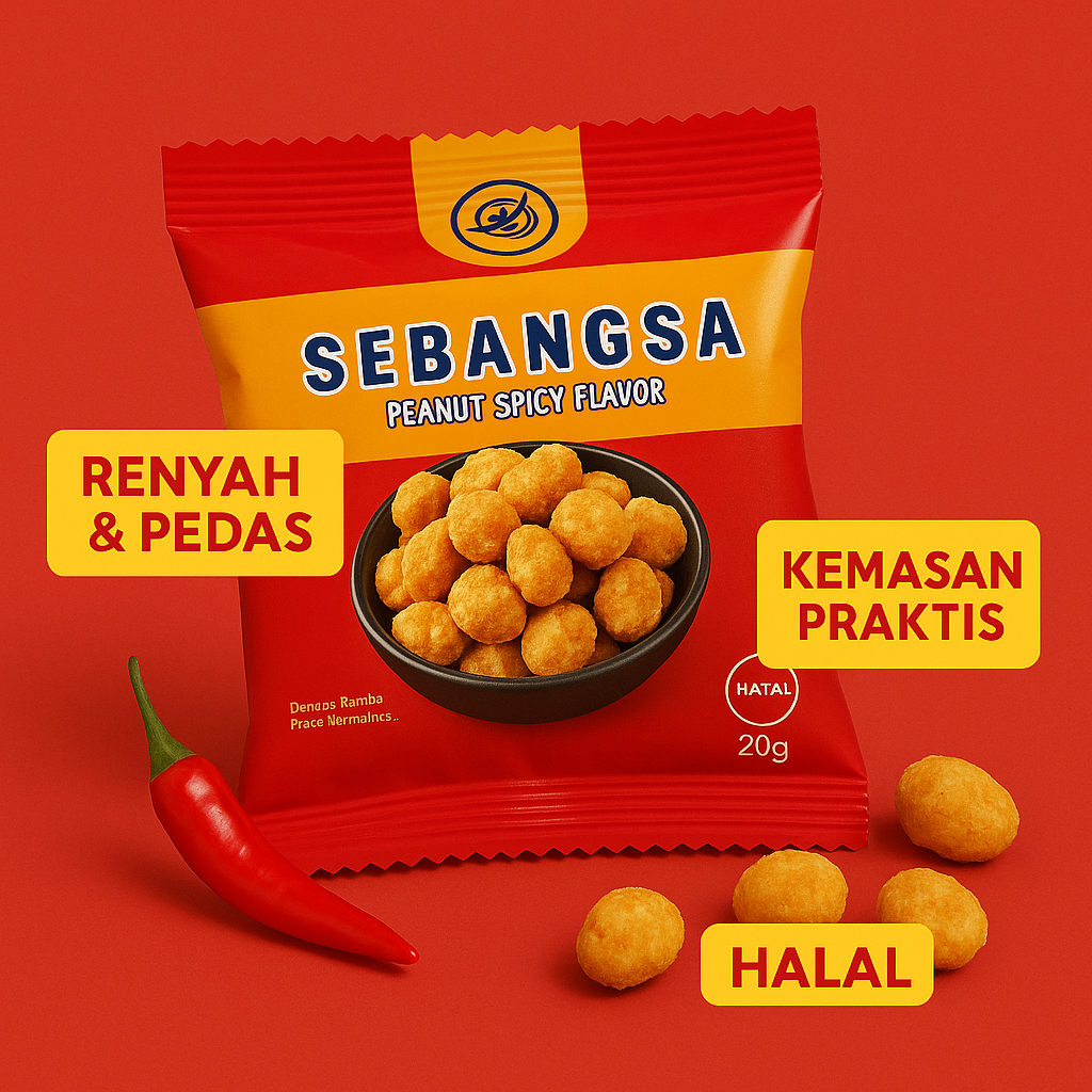 

Sebangsa Kacang Bersalut Pedas Snack Kacang Mantap Halal Viral 20g x 10pcs