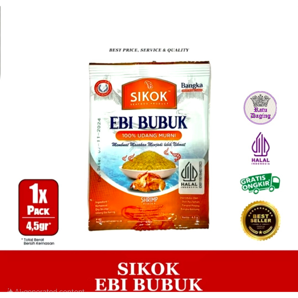

SIKOK Ebi Bubuk Sachet 4,5gr Udang Ebi Bubuk Khas Bangka Halal