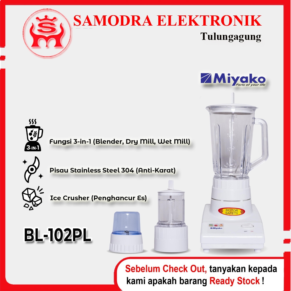 BLENDER MIYAKO BL-102PL - Blender Kaca 1 Liter 3 Kecepatan Hemat Listrik | AlatDapur | BlenderSerbag