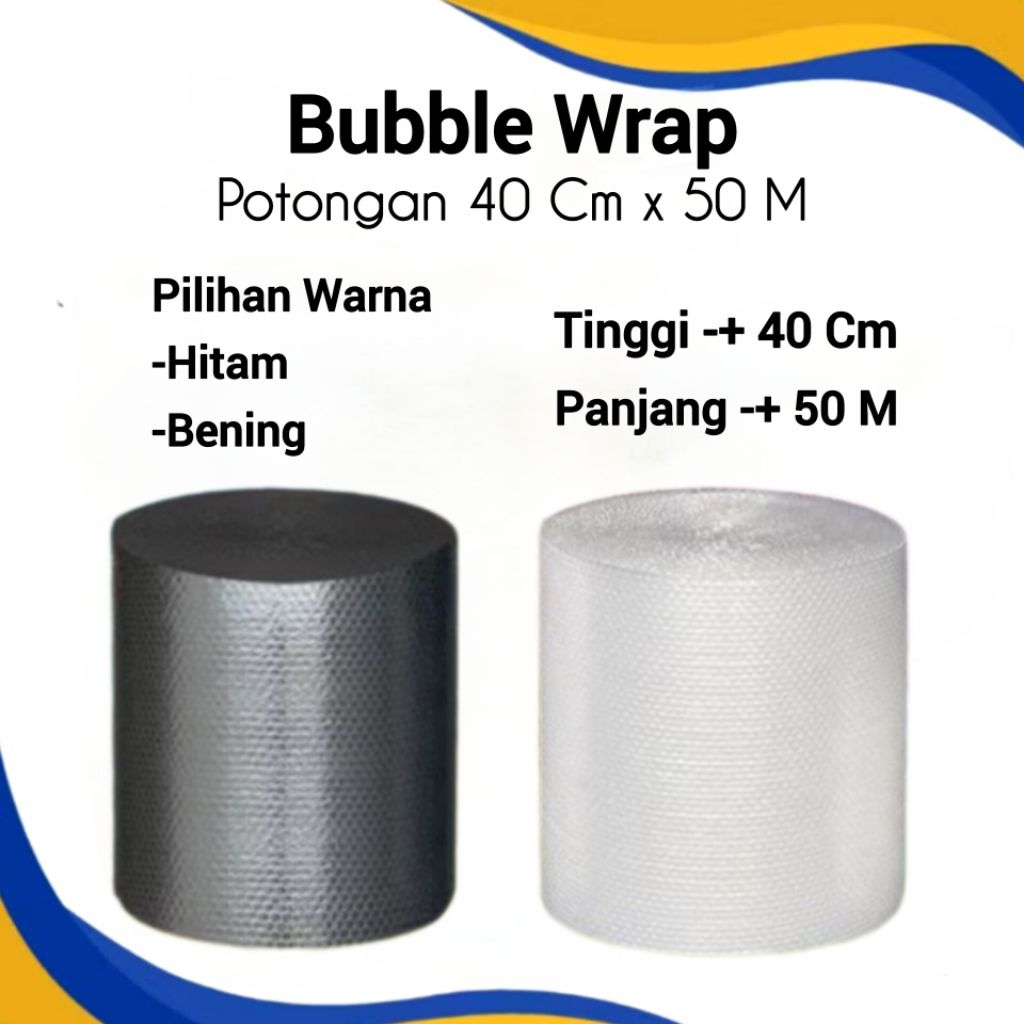 

Bubble Wrap 40 Cm x 50 Meter Bubble Wrap Roll Packing Online Gelembung Warna Bening Hitam