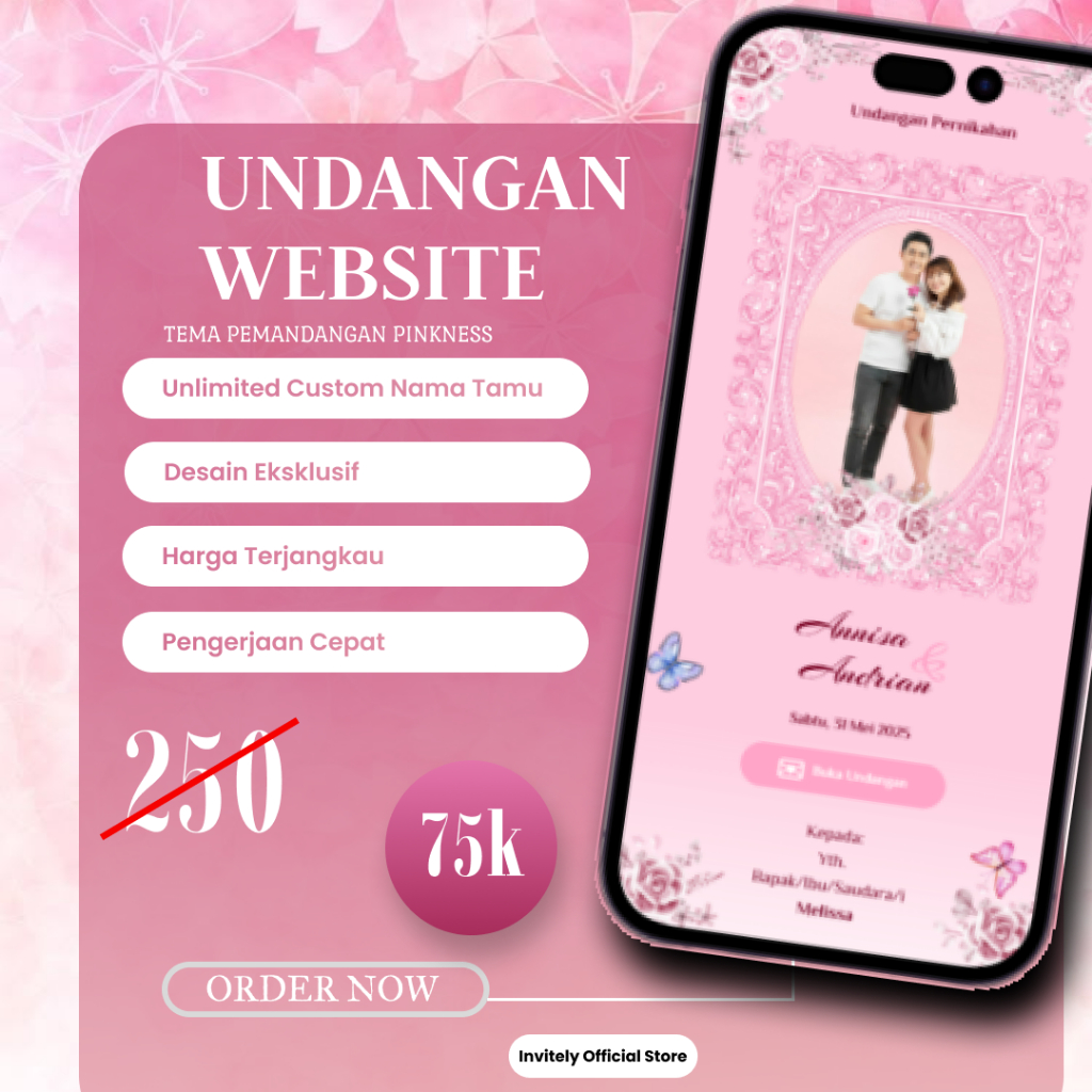 Undangan Web Digital Pernikahan Tema Pemandangan Pinkness : Batak, Elegan, dan Siap Pakai