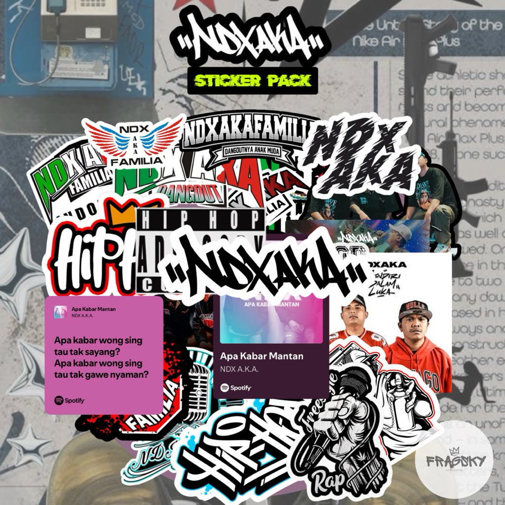 

Fragsky - 20&25 Pcs Sticker Spesial Series NDX AKA Rapper Hip Hop Dangdut Artist Pack | Stiker Premium Laminasi Doff & Glossy Kiss Cut Anti Air Anti Luntur | Stiker Aesthetic Skena Kalcer Viral Dangdut Koplo Sobat Ambyar Dekorasi HP Laptop Helm