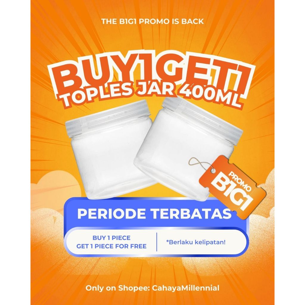 Toples Tabung 400 ml / Toples Kue Kering / Toples Jar Plastik 400ml / Plastik Jar Bening