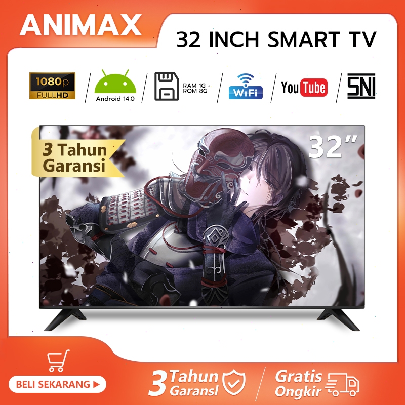 Animax Smart TV 32 inch Digital TV 32 inch 40 inch 43 inch Televisi Android 14.0 FHD TV 32 inch Smar