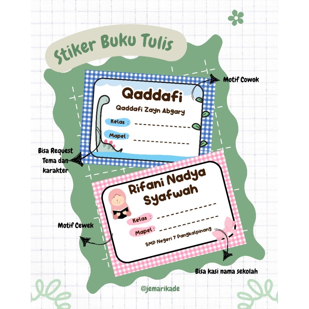 

label buku pelajaran + pena permanet