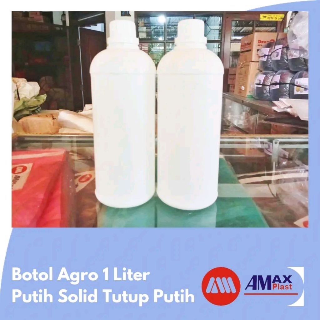 12 Pcs 6 pcs Kemasan Botol Plastik Botol Agro 1000 ml Tebal Putih Solid Tutup Plastik