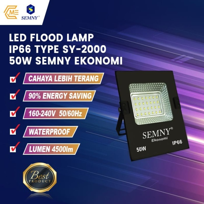SEMNY EKONOMIS LAMPU SOROT LED 50W 100W 200W 300W 500W PUTIH KUNING / KAP SOROT LED SY-2000 IP66
