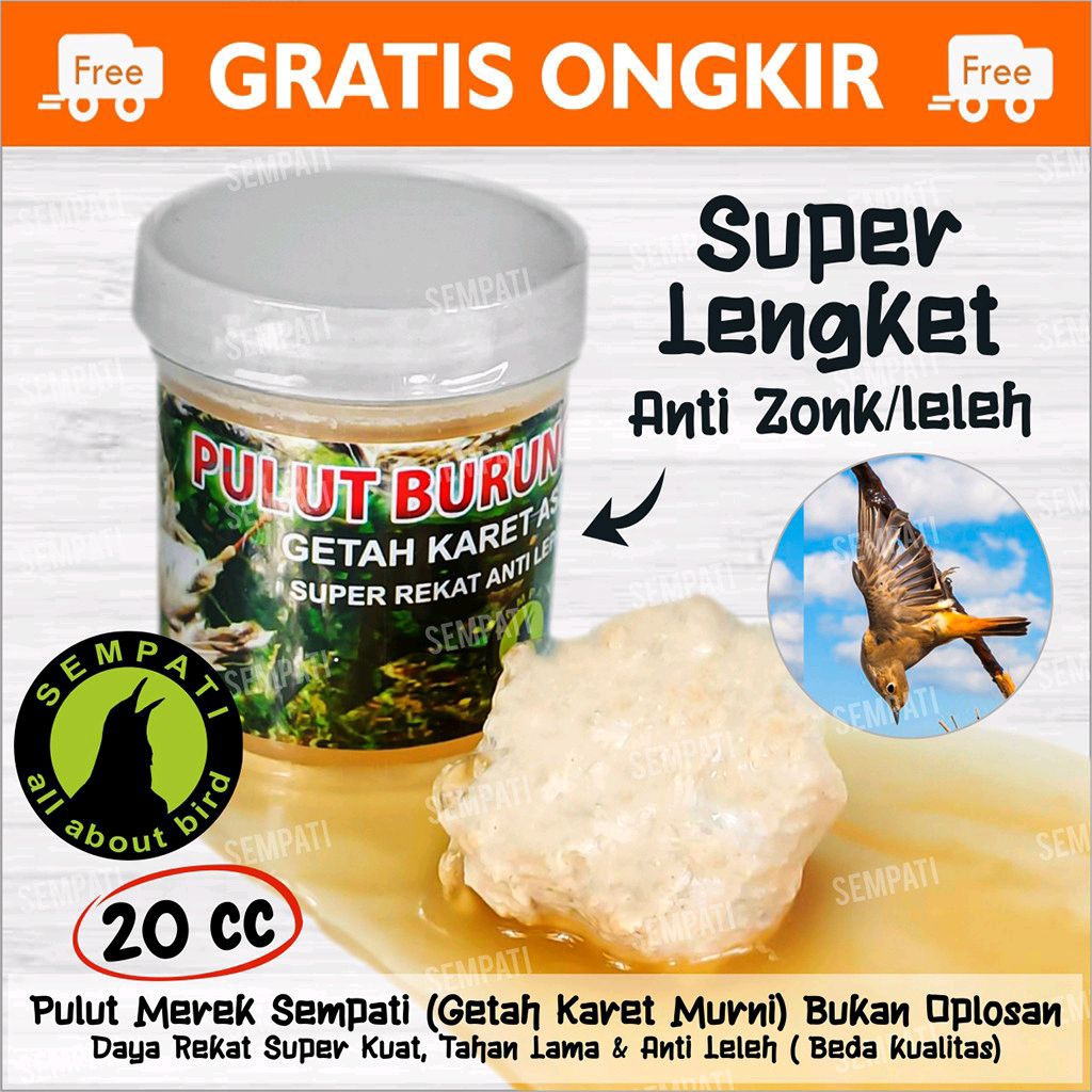Obat Pulut 20 Gram Getah Jebakan Burung Getah Karet Asli Getah Bendo Lem Pikat satu perbotol